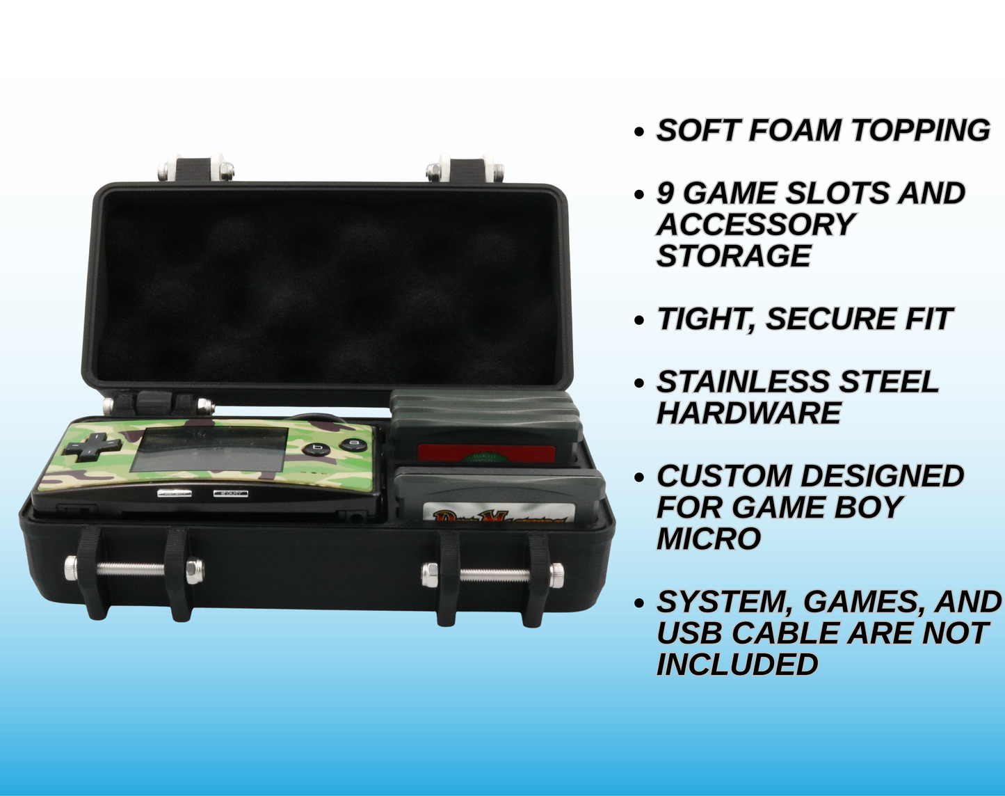 Rugged Case for Game Boy Micro (Holds 9 Games & USB)