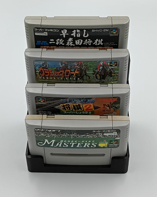 Small Super Famicom game display tower with 4 slots for desk or shelf