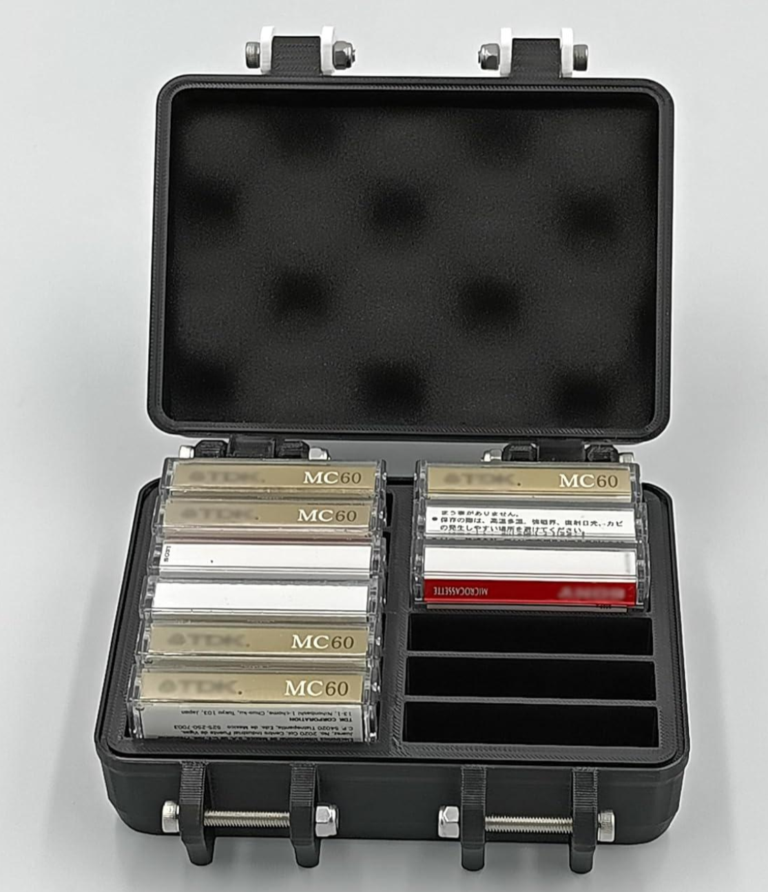 Rugged Protective Carrying Case for microcassettes - Holds 12 Tapes