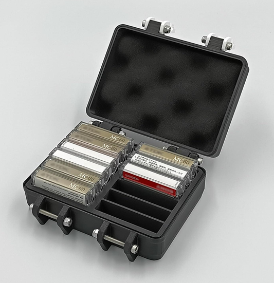 Rugged Protective Carrying Case for microcassettes - Holds 12 Tapes