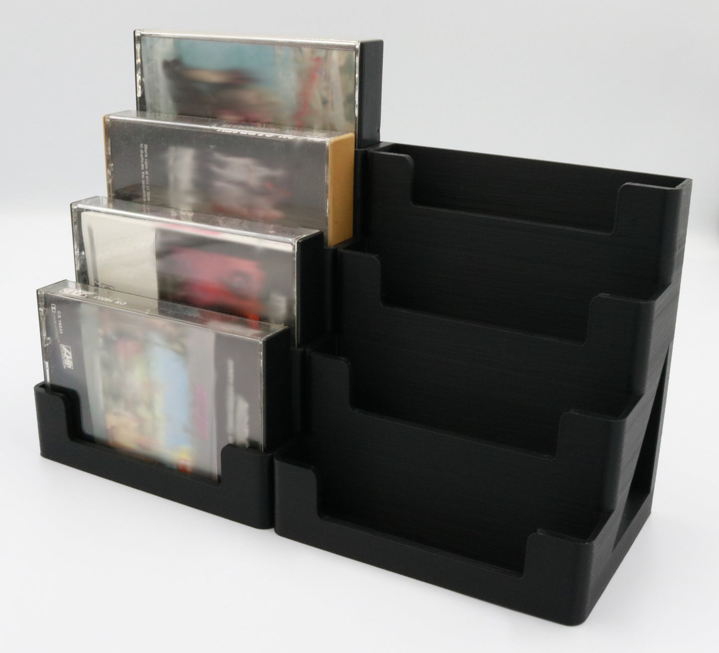 Rugged Display Tower for Audio Cassettes in Cases - Holds 8 Tapes
