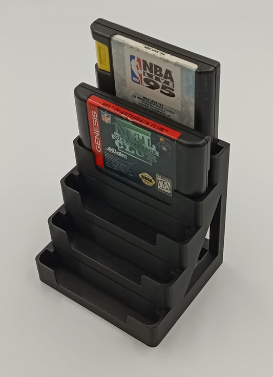 Sega Genesis Compatible Display Stand Tower Holder Case - Holds 5 Games