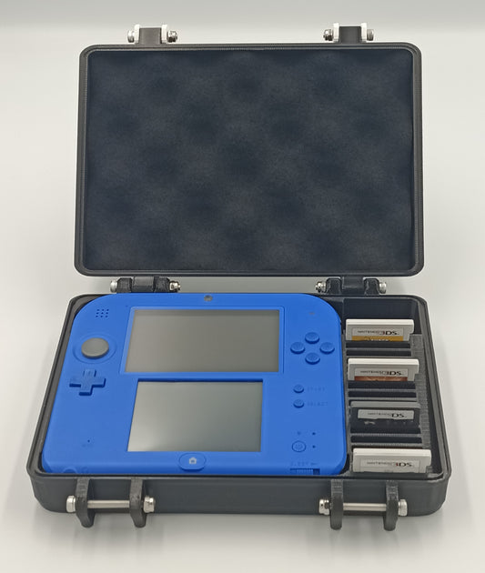 Nintendo 2DS hard travel case with game storage and USB compartment