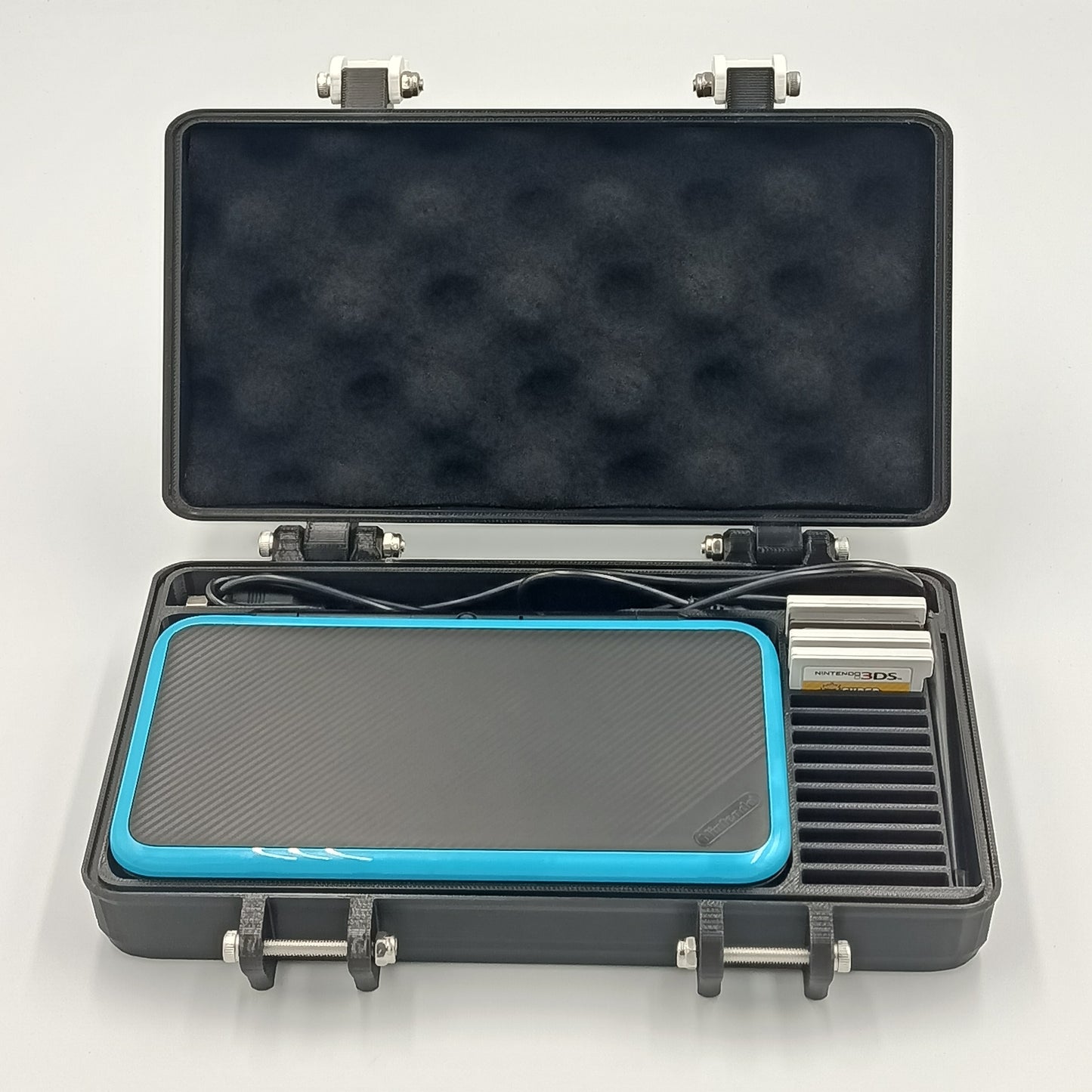 Nintendo 2DS XL & LL Compatible Rugged Protective Carrying Case - Holds 14 Games and USB Cable