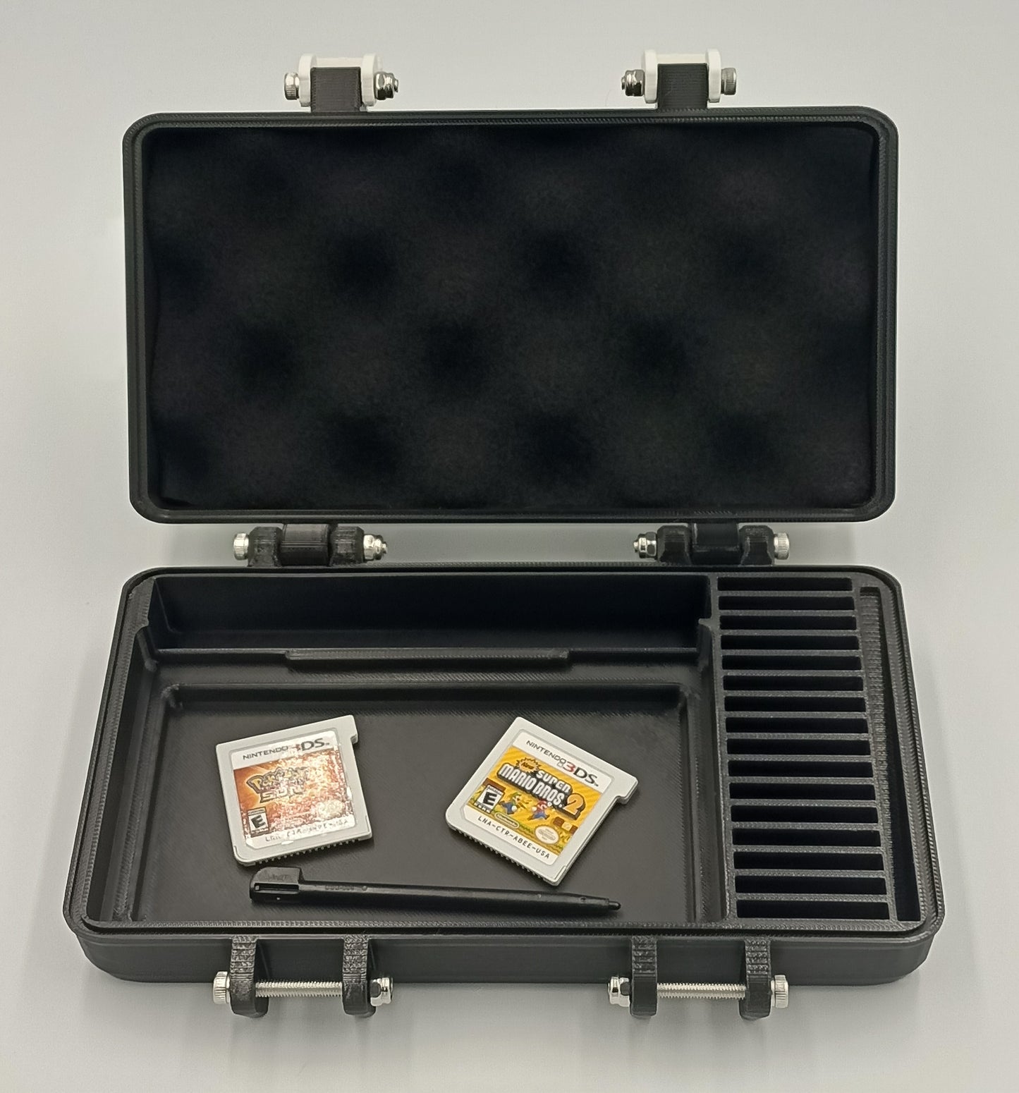 Nintendo 3DS "New" Compatible Protective Rugged Carrying Case - Holds 16 Games and USB Cable