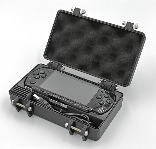 Sony PSP 2000 & 3000 Compatible Rugged Protective Carrying Case - Holds 4 Games, USB Cable, 5 Memory Cards