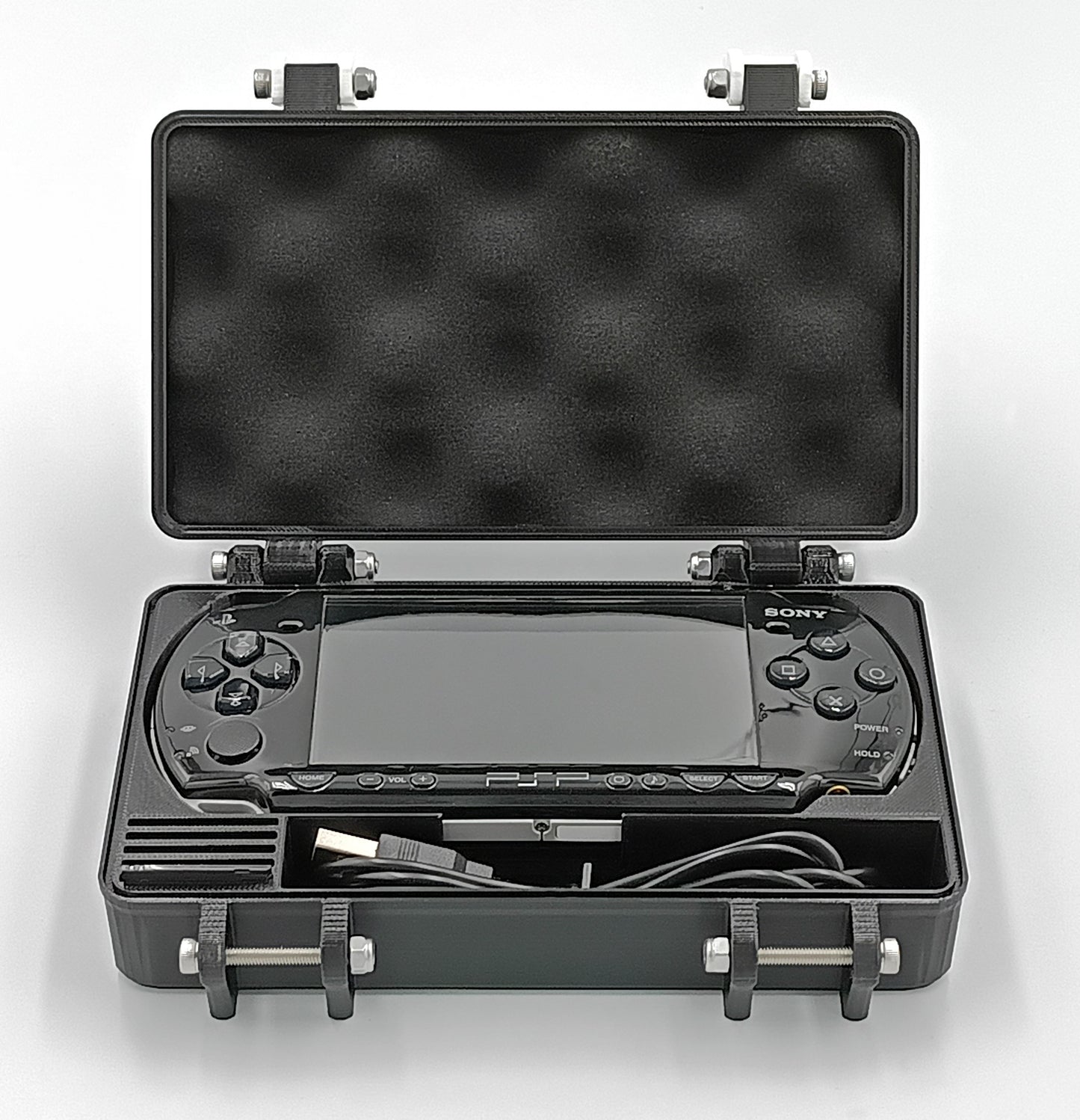 Sony PSP 2000 & 3000 Compatible Rugged Protective Carrying Case - Holds 4 Games, USB Cable, 5 Memory Cards