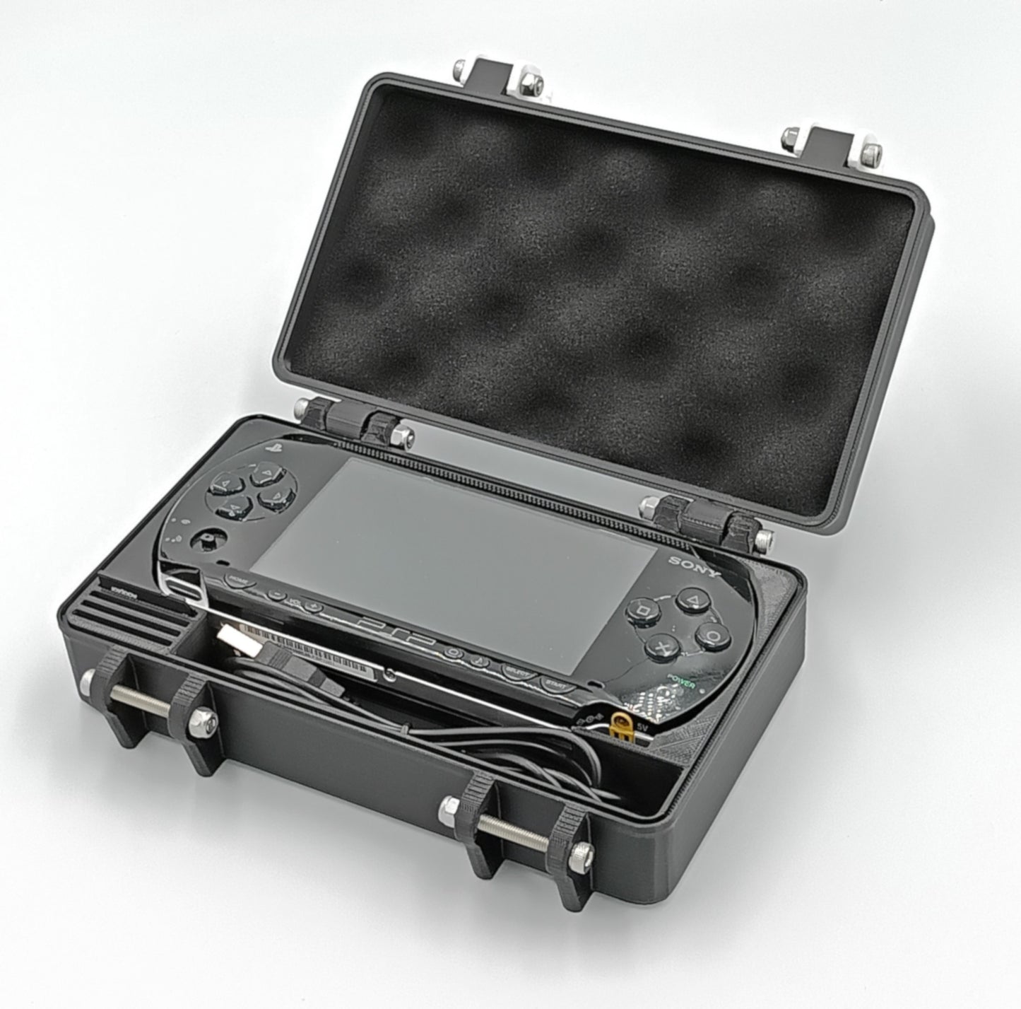 Sony PSP 1000 Compatible Rugged Protective Carrying Case - Holds 4 Games, USB Cable, 4 Memory Cards