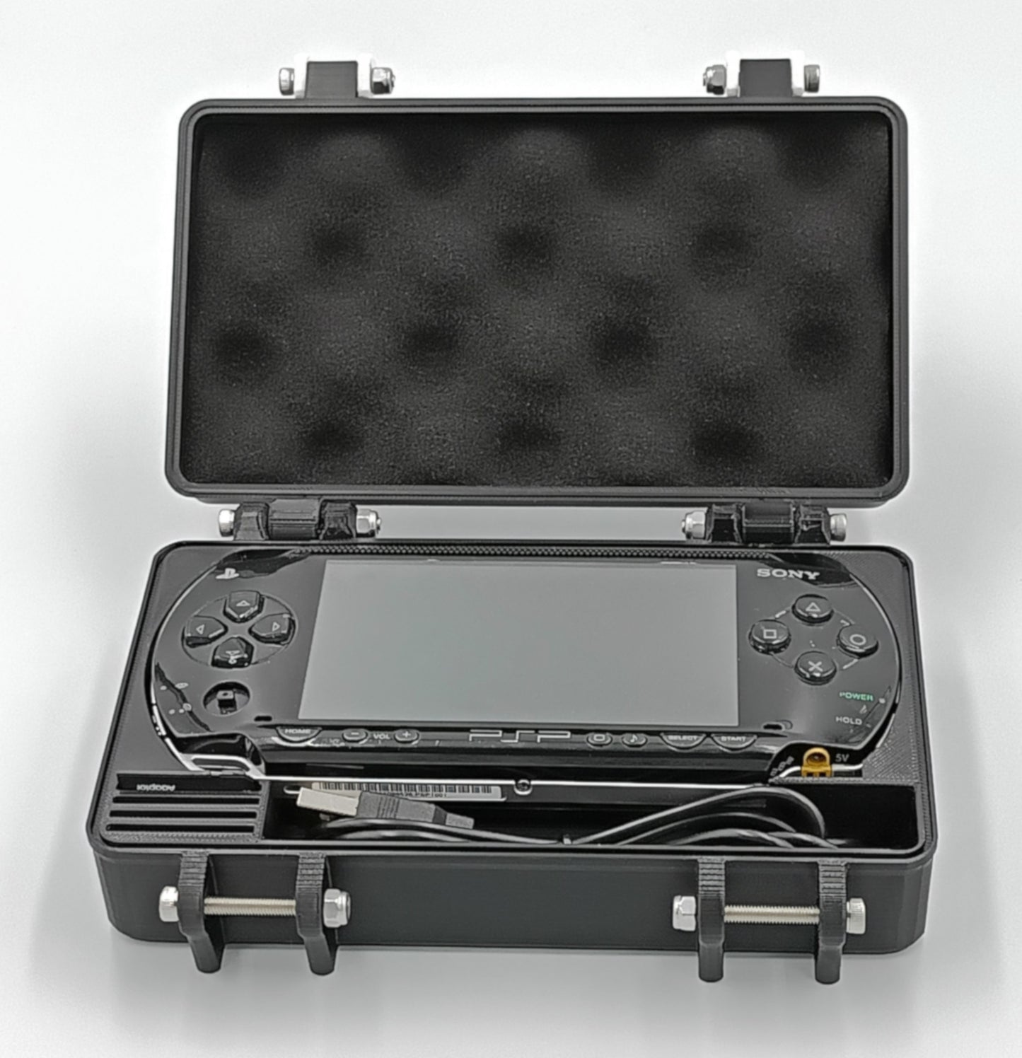 Sony PSP 1000 Compatible Rugged Protective Carrying Case - Holds 4 Games, USB Cable, 4 Memory Cards