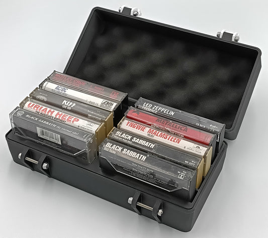 Rugged Protective Carrying Case for Audio Cassettes in Cases - Holds 10 Tapes